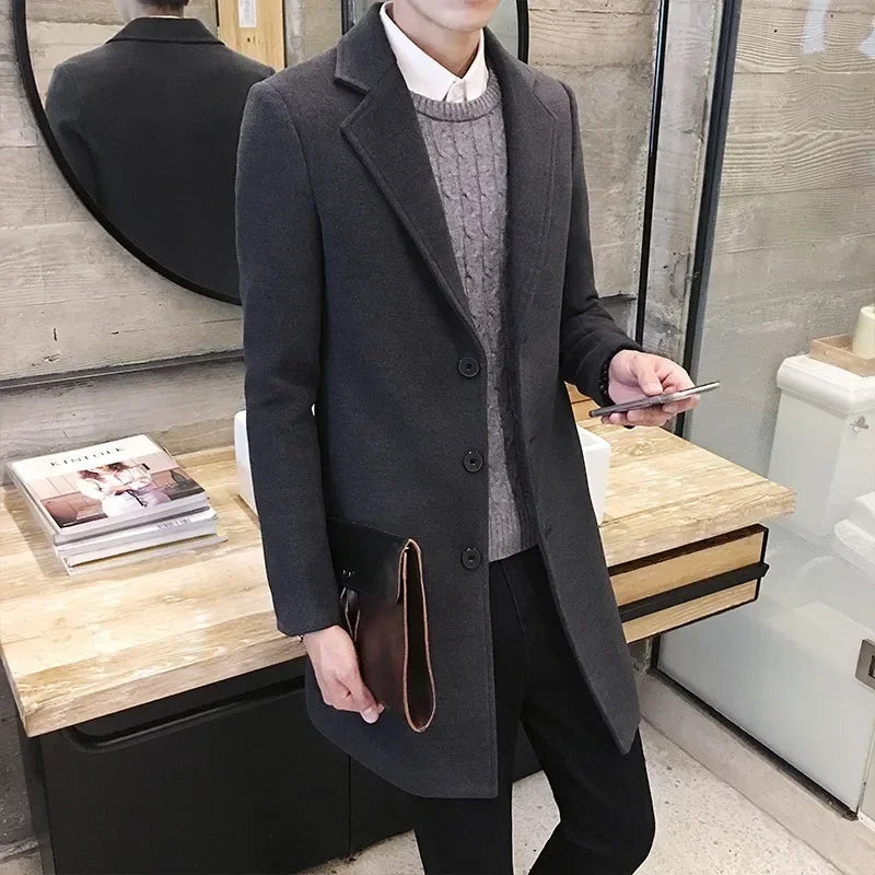 Men Long Cotton Coat Autumn Winter